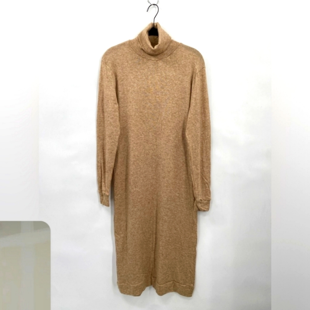Yana K Nicole Turtleneck Midi Dress Long Sleeves Stretchy Minimalist Casual OSFM